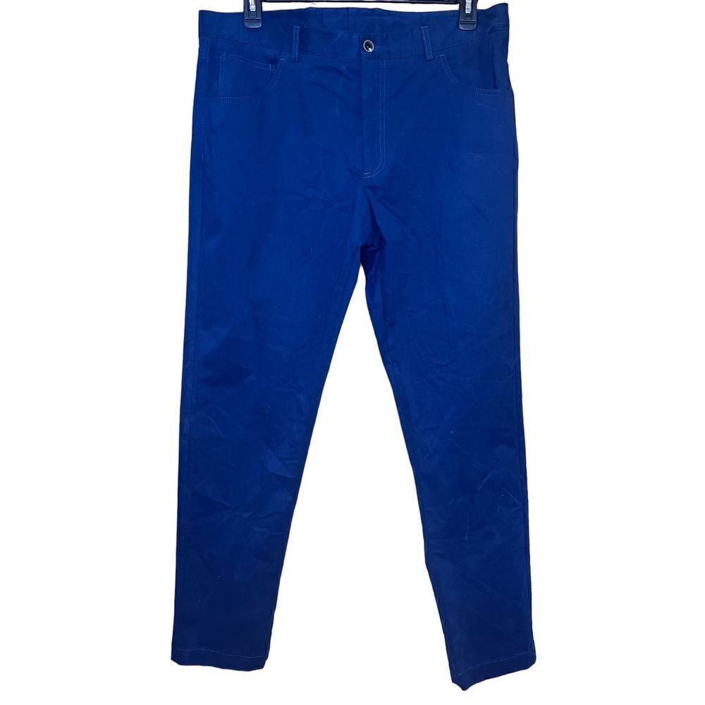 Santorelli Blue Luigi Straight Leg Casual Cotton Blend Pants Size 36 X 33 NWOT